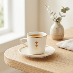 Coffee Cup and Saucer Set - 6 Pcs